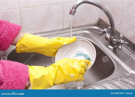 Process of washing of ware stock photo. Image of gloves - 23501934