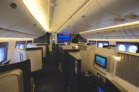 Pleasantly Stylish British Airways First Class Cabin on Boeing 777-200