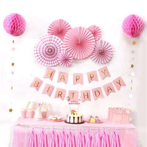 Aliexpress.com : Buy Sunbeauty A Set Pink Theme Happy Birthday Decoration DIY Kids Party Favor ...