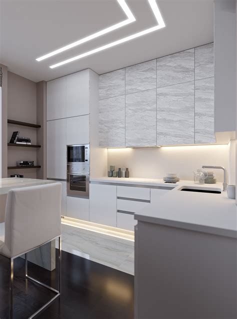 led strip lights in modern kitchen design Kitchen Cabinet Design, Modern Kitchen Design, Modern ...