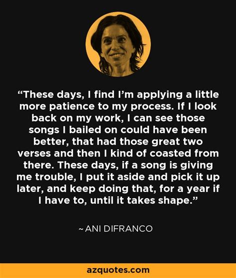 Ani DiFranco quote: These days, I find I'm applying a little more ...