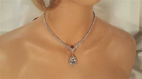 rhinestone teardrop necklace