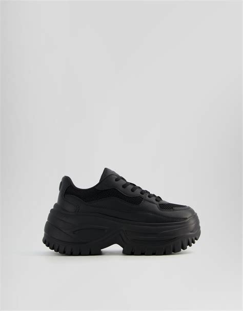 Chunky sole combined mesh sneakers - Women | Bershka