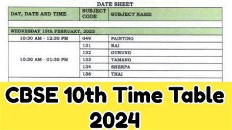 CBSE Date Sheet 2024 Class 10 PDF (Revised) @cbse.nic.in; Download CBSE 10th Exam Time Table