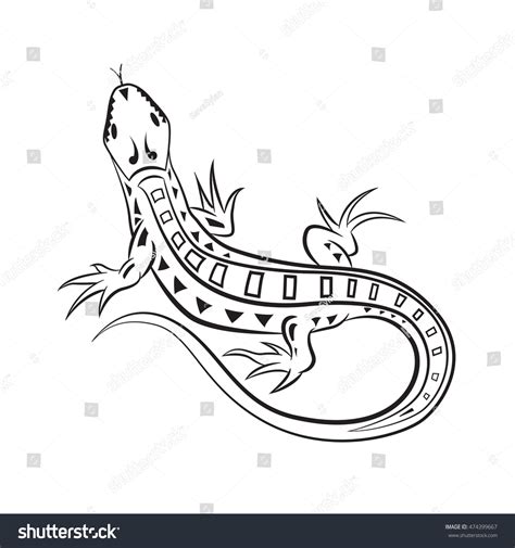 Lizard Tattoo Black White Vector Illustration Stock Vector (Royalty Free) 474399667 | Shutterstock