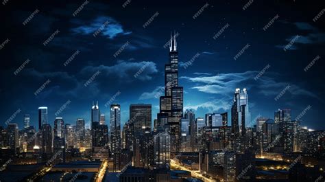 Premium AI Image | Night view of Willis Tower formerly Sears Tower