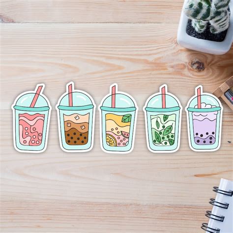 Cute Bubble Tea Sticker Set Kawaii Boba Sticker Bundle | Etsy