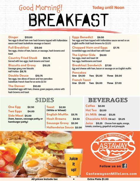 Castaways Breakfast Website Menu