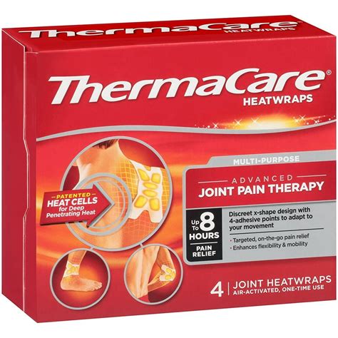 ThermaCare Advanced Multi Purpose Joint Pain Temporary Relief Therapy Heatwraps, 4 Count ...