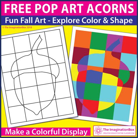 Free Fall Coloring Pages, Pop Art Acorn Activity