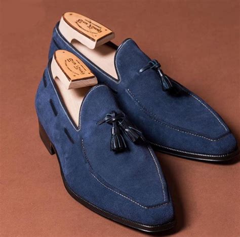 Men's Bespoke Blue Tussle Suede Shoes, Bespoke Dress Formal Shoes - Dress/Formal