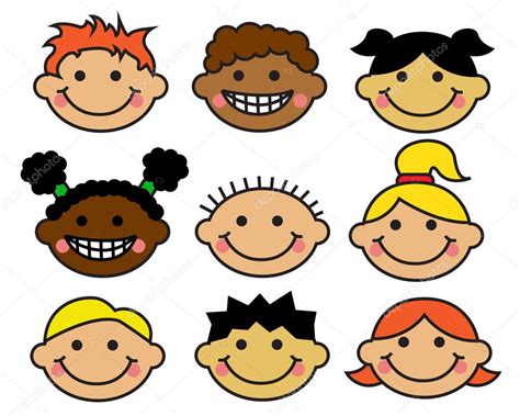 Cartoon childrens faces different nationalities — Stock Vector © OlgaSuslO #32568347