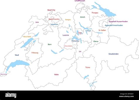 Outline Switzerland map Stock Photo - Alamy