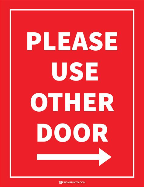 Please Use Other Door Sign Printable