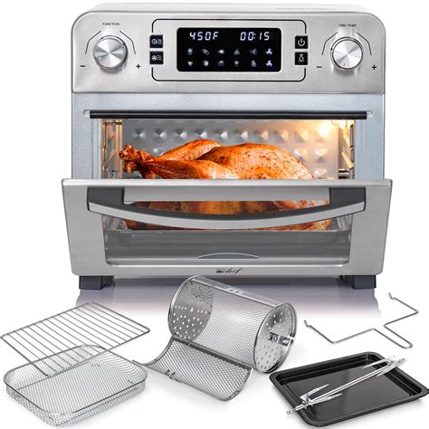 Deco Chef 24 QT Stainless Steel Countertop 1700 Watt Toaster Oven with Built-in Air Fryer and ...