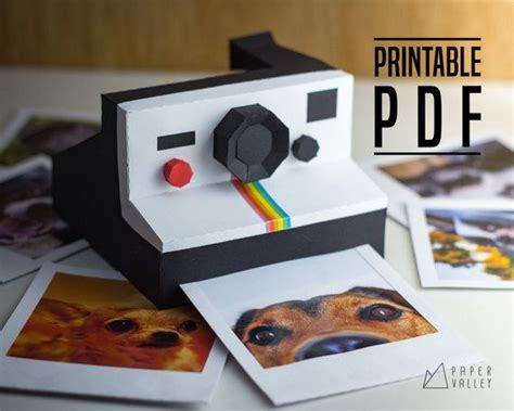 Polaroid papercraft DIY, printable template PDF, vintage camera decor ...