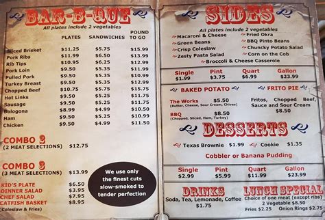 Sam's BBQ menu in Boyd, Texas, USA