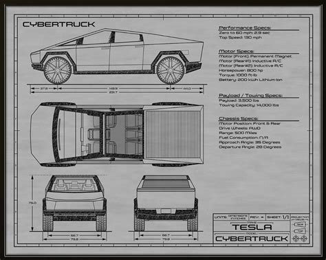 Cybertruck Concept Blueprint Art | Tesla Cybertruck Forum - News ...