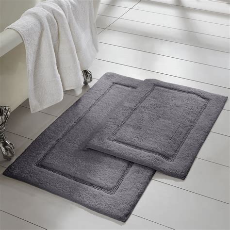 2 Piece Non-Slip Cotton Bath Rug Set, 17" x 24" & 21" x 34", Charcoal - Walmart.com - Walmart.com