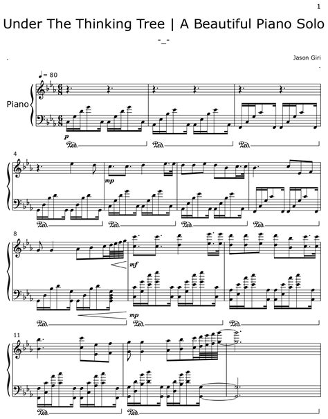 Under The Thinking Tree | A Beautiful Piano Solo - Sheet music for Piano