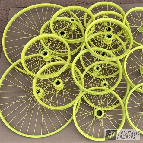 Custom Bicycle Wheels finished in Lemon Yellow | Prismatic Powders