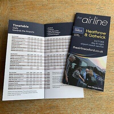 OXFORD BUS COMPANY 'the airline': Heathrow and Gatwick coach timetable July 2021 EUR 1,32 ...