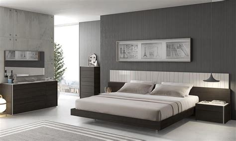 Modern Light Grey Lacquer & Wenge Veneer King Size Bedroom Set 3Pcs J&M Porto - Walmart.com