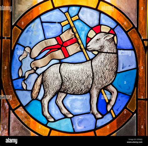 Lamb with Cross Stained Glass Duomo Basilica Cathedral, Church Florence ...