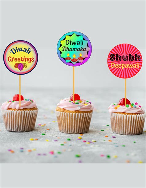 12 Assorted Diwali Cupcake Toppers Diwali Decor Diwali Party - Etsy