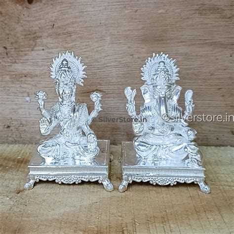 Silver Ganesh - Laxmi Idols - solid idols - 925 bis hallmark -2.75" he – SilverStore.in