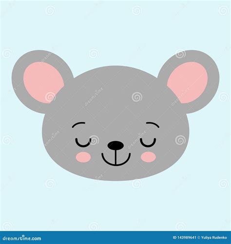 Cute Cartoon Mouse Face. Little Kawaii Mouse Stock Illustration - Illustration of children ...