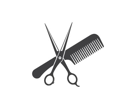 Scissor Icon Logo Vector Illustration Hair Salon Comb Vector, Hair ...