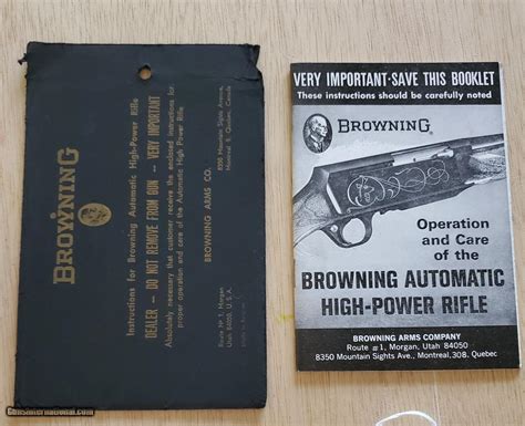 BROWNING AUTOMATIC HIGH-POWER RIFLE BOOKLET