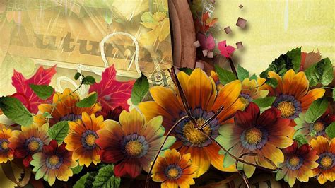 Vintage Fall Flowers Wallpaper : Vintage Fall Flowers Wallpaper / Accent wallpaper antique ...