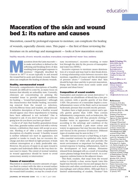 (PDF) Maceration of the skin and wound bed. 1: Its nature and causes.