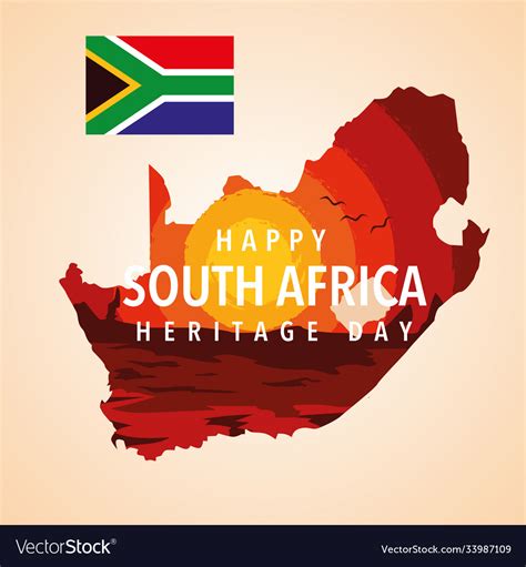 Happy south africa heritage day with flag poster Vector Image