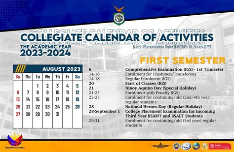 Collegiate Calendar of Activities A.Y. 2023-2024 - Philippine State ...