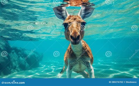 Unique Kangaroo Underwater Swimming Stock Photo Stock Illustration ...