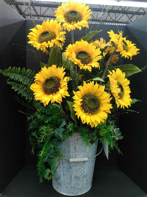 Galvanized bucket and sunflower arrangement by Teresa in our Voorhees, NJ store - Visit y ...