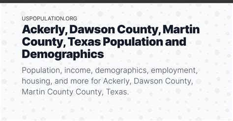 Ackerly, Dawson County, Martin County, Texas Population | Income ...