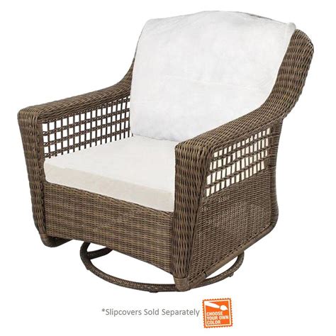 Hampton Bay Spring Haven Grey Wicker Outdoor Patio Swivel Rocker Chair ...