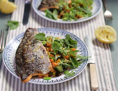 Grilled Trout with Broad Beans, Chickpeas & Paprika Recipe | Abel & Cole