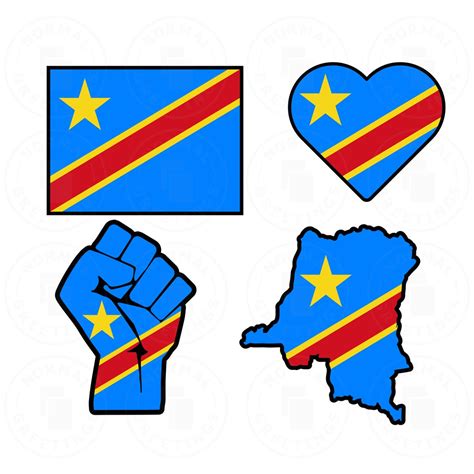 Democratic Republic of Congo Flag SVG PNG Bundle Congolese Flag Central African Pride Cricut ...