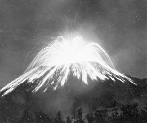 The eruption of the Parícutin volcano out of nowhere on a private cornfield in 1943