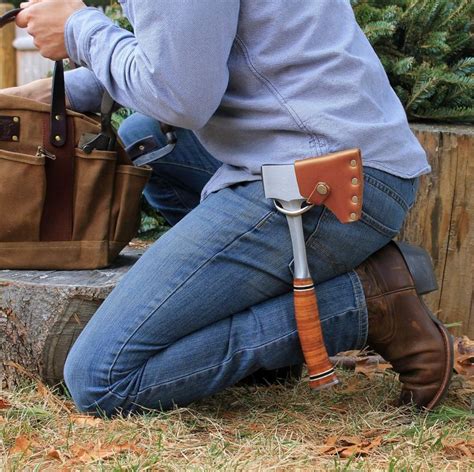 Estwing Sportsman Axe with Riveted Leather Sheath and Hatchet Belt Loop ...