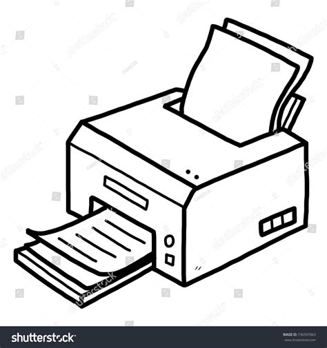 Printer Cartoon Vector Illustration Black White Stock Vector (Royalty Free) 736597063 | Shutterstock