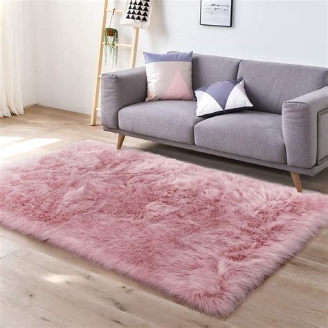 LOCHAS Ultra Soft Fluffy Rugs Faux Fur Sheepskin Area Rug for Bedroom ...