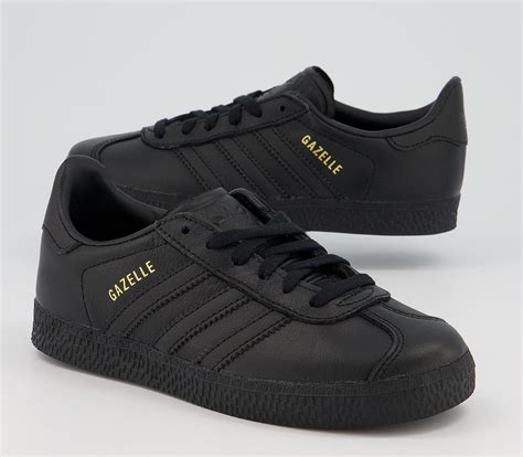 adidas Gazelle 2 Kids Trainers Black Mono Leather - Unisex