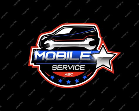 Premium Vector | Mobile Mechanic Service Logo Design in Black Blue and Red Colours with Black ...