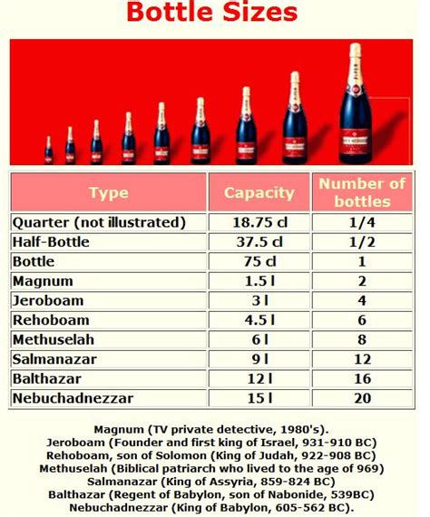 Champagne bottle sizes/Wine bottle sizes - Brain Sparging on Brewing